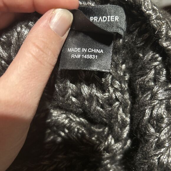 Anthropologie Vincent Pradier Black/Silver Metallic Infinity Scarf Grunge Knit - Picture 3 of 6